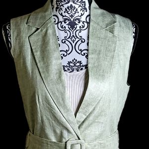 Green Linen Set Vest and short. Made in Italy